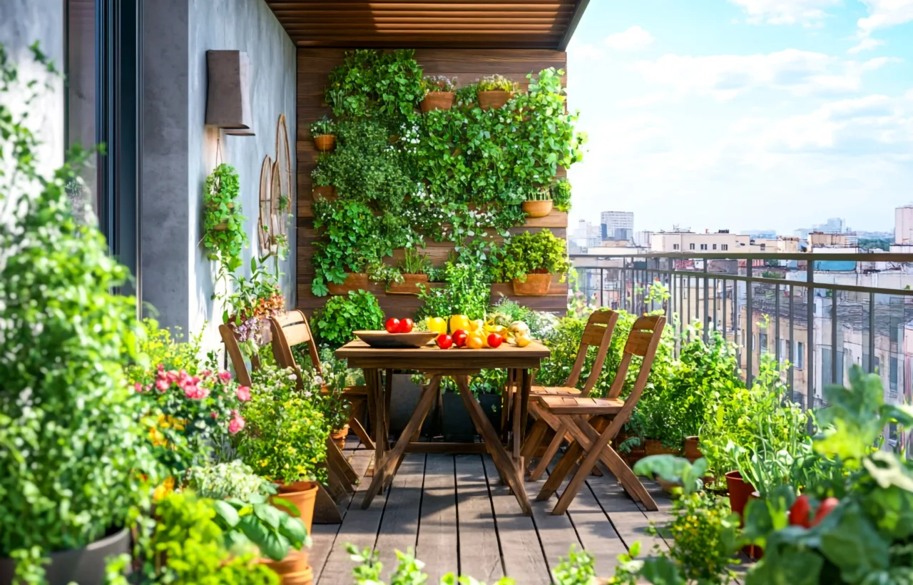 lush balcony garden